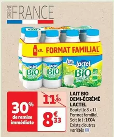 Lactel - Lait Bio Demi-écrémé