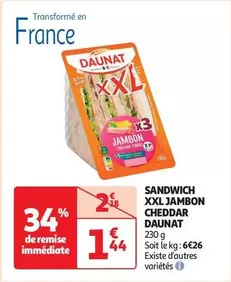 Daunat - Sandwich Xxl Jambon Cheddar