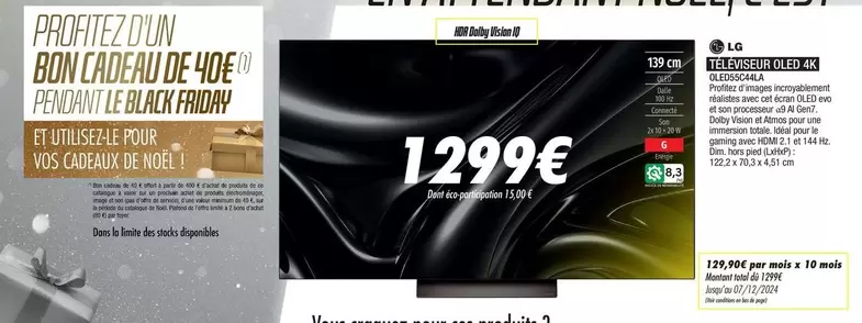 LG - Televiseur Oled 4k Oled55c4aa offre à 1299€ sur Blanc Brun