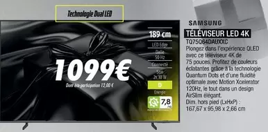 Samsung - Téléviseur Led 4k Tq75004adxxc offre à 1099€ sur Blanc Brun