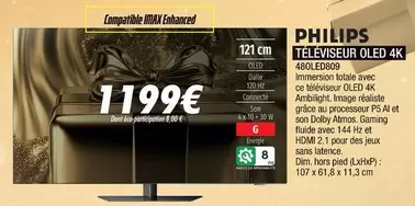 Philips - Téléviseur Oled 4k offre à 1199€ sur Blanc Brun