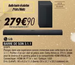 LG - Barre De Son S70ty offre à 279,9€ sur Blanc Brun