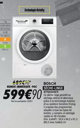 Bosch - WTXS60X90FN offre à 599,9€ sur Blanc Brun