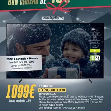 Total - Téléviseur Led 4k Tq75q64qauxxc offre à 1099€ sur Proxi Confort