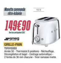 Smeg - Grille-pain Tsf01sseu offre à 149,9€ sur Proxi Confort