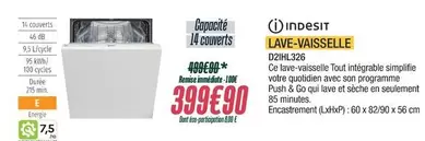 Indesit - Lave-vaisselle D2hj26 offre à 399,9€ sur Proxi Confort