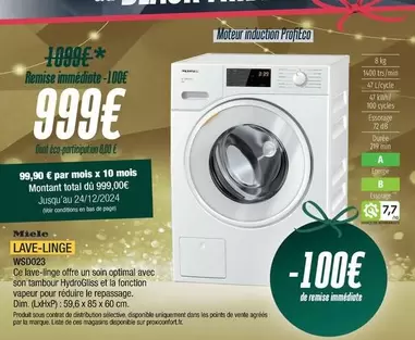 Miele - Lave-linge offre à 999€ sur Proxi Confort