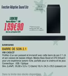 Samsung - Barre De Son 2.1 Hw-c450/ze offre à 159,9€ sur Proxi Confort