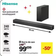 Hisense - Barre De Son offre à 99,99€ sur Conforama