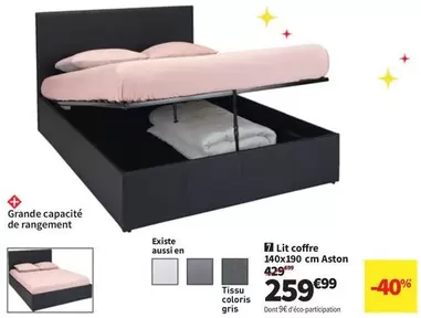 Lit Coffre 140x190 Cm Aston offre à 259,99€ sur Conforama