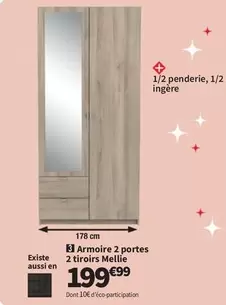 Melle - Armoire 2 Portes 2 Tiroirs