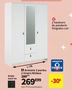 Armoire 3 Portes 2 Tiroirs Minkee