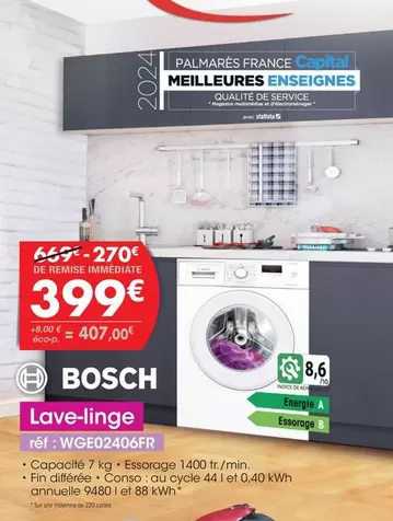 Bosch - Lave-linge offre à 399€ sur PRO&Cie