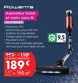 Rowenta - Aspirateur Balai Et Main Sans Fil offre à 189€ sur PRO&Cie