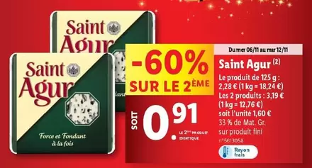 Saint Agur - Le Produit De 125 G offre à 2,28€ sur Lidl