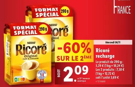 Nestlé - Ricore Recharge offre à 5,29€ sur Lidl