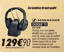 Sennheiser - Casque Tv Rs120w offre à 129,9€ sur Blanc Brun