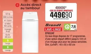 Brandt - Lave-linge Bt6524t offre à 449,9€ sur Extra