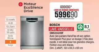 Bosch - Lave-vaisselle Sm25g609f offre à 599,9€ sur Extra