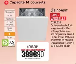 Indesit - Lave-vaisselle D21HL326 offre à 399,9€ sur Extra