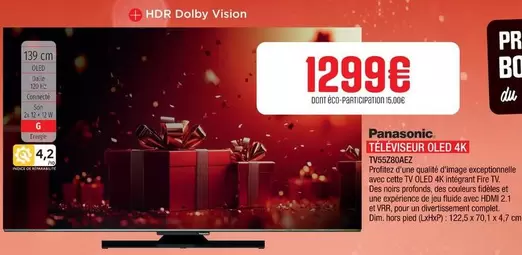 Panasonic - Televiseur Oled 4k Tcs252ea offre à 1299€ sur Extra