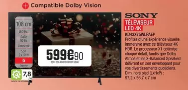 Sony - Téléviseur Led 4k Kd4375wlpaep offre à 599,9€ sur Extra