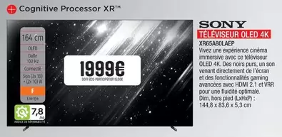 Sony - Televiseur Oled 4k Xr65a80aep offre à 1999€ sur Extra