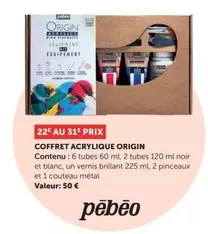 Pebeo - Coffret Acrylique Origin offre à 50€ sur Le Géant des Beaux-Arts