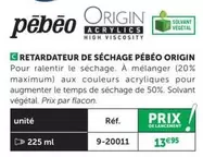 Pebeo - Retardateur De Séchage Pébeo Origin offre à 13,95€ sur Le Géant des Beaux-Arts