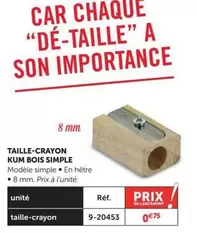 Taille-Crayon Kum Bois Simple offre à 0,75€ sur Le Géant des Beaux-Arts