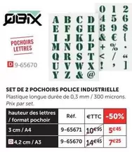 Set De 2 Pochoirs Police Industrielle offre à 5,45€ sur Le Géant des Beaux-Arts