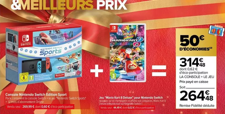 Nintendo - Console  Switch Edition Sport offre à 264,48€ sur Carrefour City