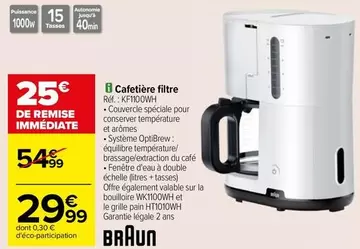 Braun - Cafetière Filtre Réf. : Ff11004wh