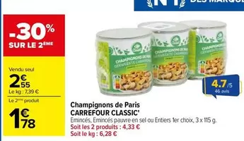 Carrefour - Champignons De Paris Classic offre à 2,55€ sur Carrefour City