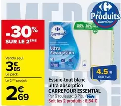 Carrefour - Essuie-tout Blanc Ultra Absorption