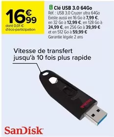 SanDisk - Clé Usb 3.0 64go