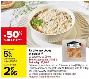 Risotto Aux Cèpes Et Poulet offre à 5,9€ sur Carrefour Market