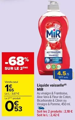 Mir - Liquide Vaisselle offre à 1,65€ sur Carrefour Market