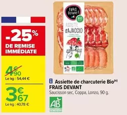 Frais Devant - Assiette De Charcuterie Bio offre à 3,67€ sur Carrefour