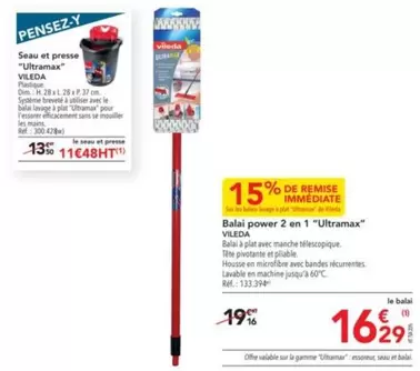 Vileda - Balai Power 2 En 1 offre à 16,29€ sur Metro