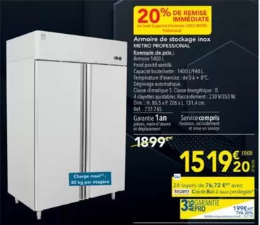 Amis - Armoire De Stockage Inox offre à 1519,2€ sur Metro