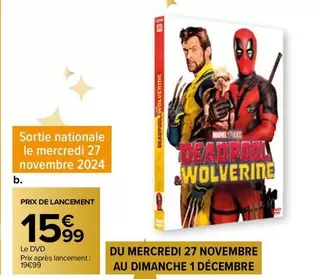 Prix Agres Lancement: Au Dimanche 1 Décembre offre à 15,99€ sur Carrefour Express