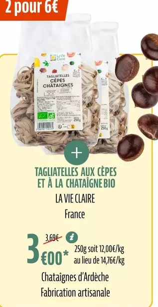 La vie claire - Tagliatelles Aux Épês Et À La Chataigne Bio offre à 3€ sur La Vie Claire