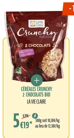 La vie claire - Céréales Crunchy 2 Chocolats Bio offre à 5,19€ sur La Vie Claire