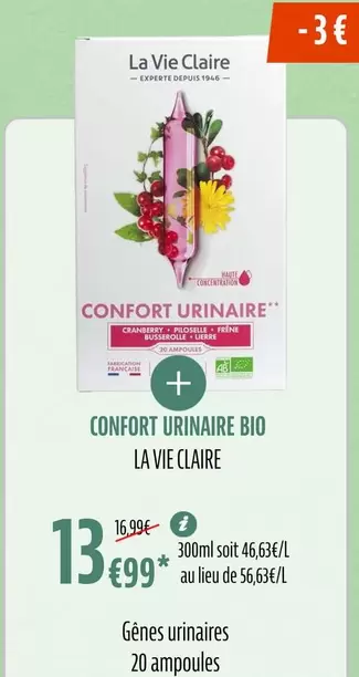 La vie claire - Confort Urinaire Bio offre à 13,99€ sur La Vie Claire