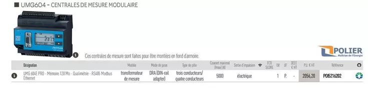 Polter - Umb3664 - Centrales De Mesure Modulare offre sur Rexel