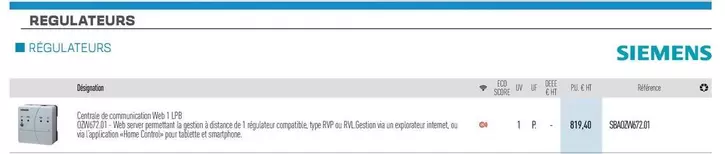 Siemens - Regulateurs offre à 819,4€ sur Rexel