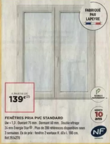 Lapeyre - Fenêtres offre à 139,99€ sur Lapeyre