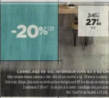 Dim - Carrelage De Sol Intérieur Iota offre à 27,93€ sur Lapeyre