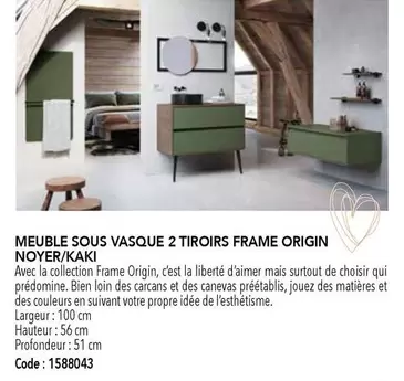 Meuble Sous Vasque 2 Tiroirs Frame Origin Noyer/kaki offre sur SAMSE